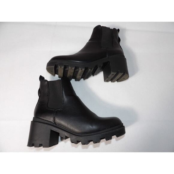 Catherine Malandrino Sz 7.5 Platform Heel Boot Black Pull On Blocky Chunky Y2K - Picture 12 of 16